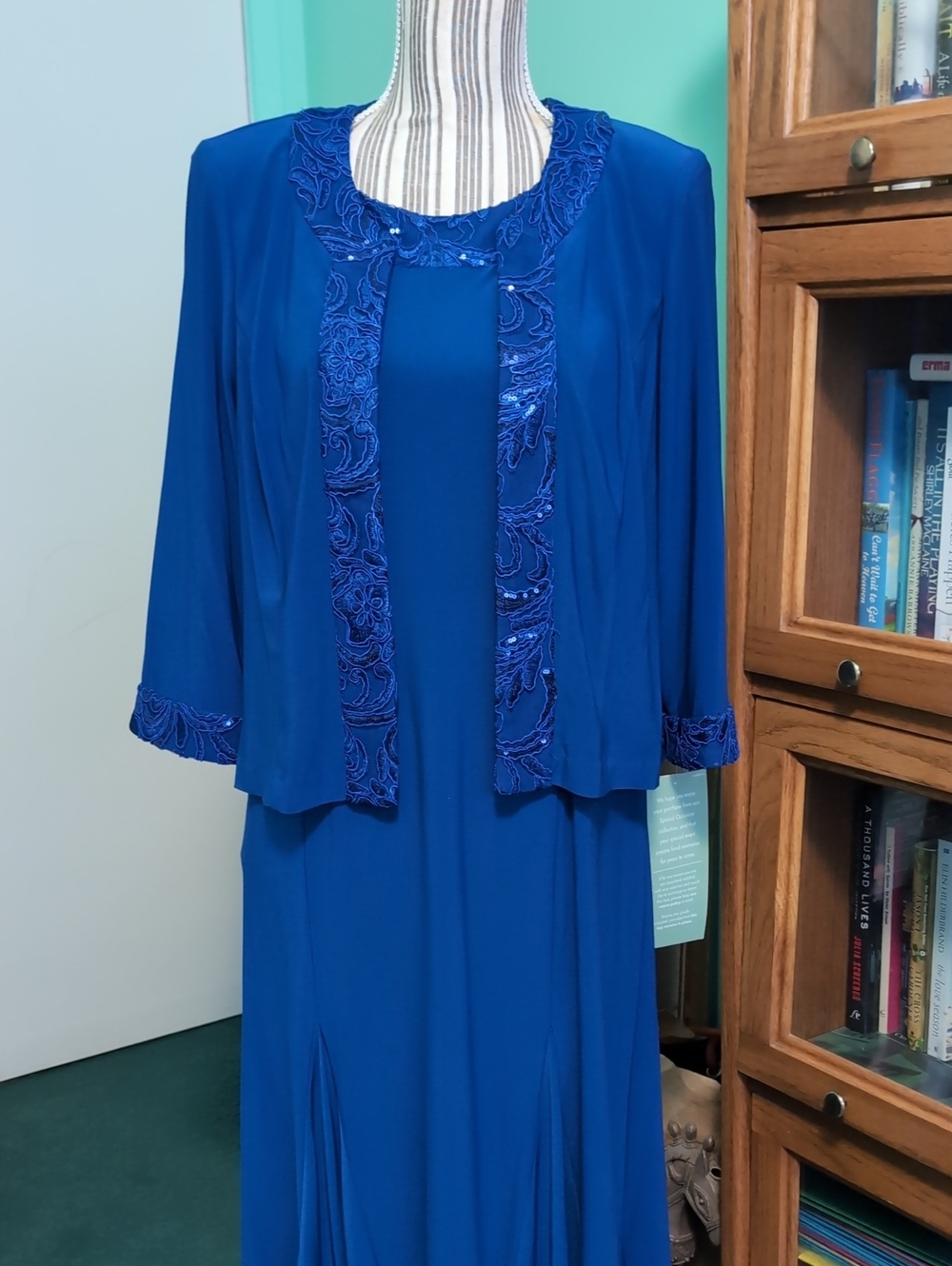 NEW 2-Piece Dress And Jacket W Sequin Trim, Sz 12